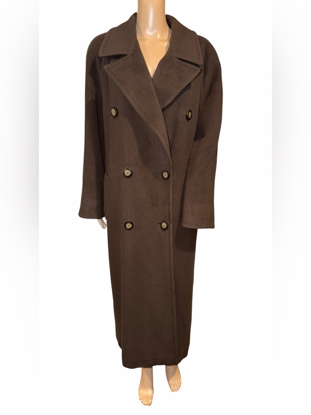Vintage Regency Cashmere womens Longline Chocolate Brown Coat size 4